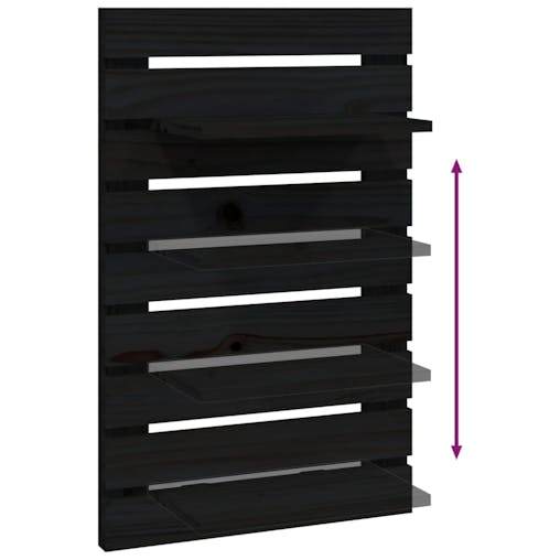 NNEVL Wall-mounted Bedside Shelves 2 pcs Black Solid Wood Pine