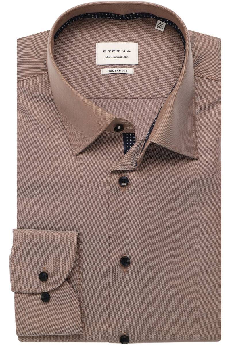 ETERNA Modern Fit Hemd beige/braun, Einfarbig