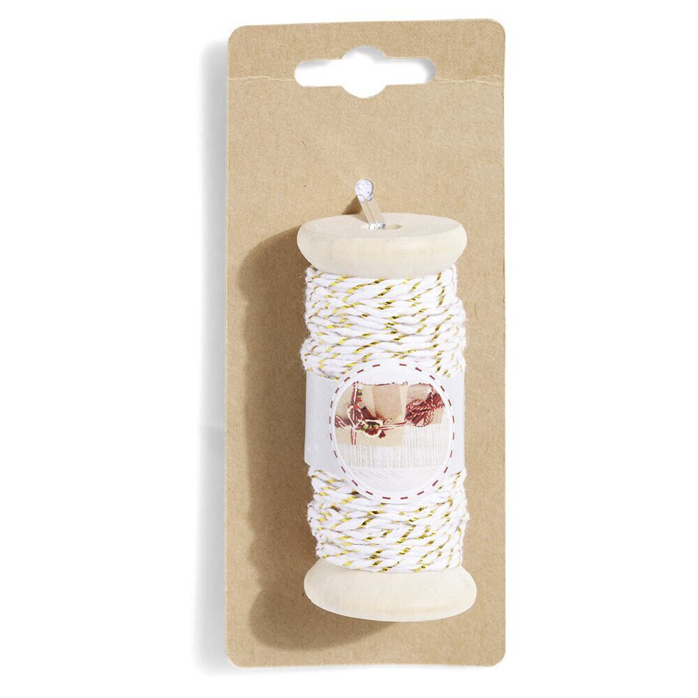 Rouleau fil coton blanc et doré 15m