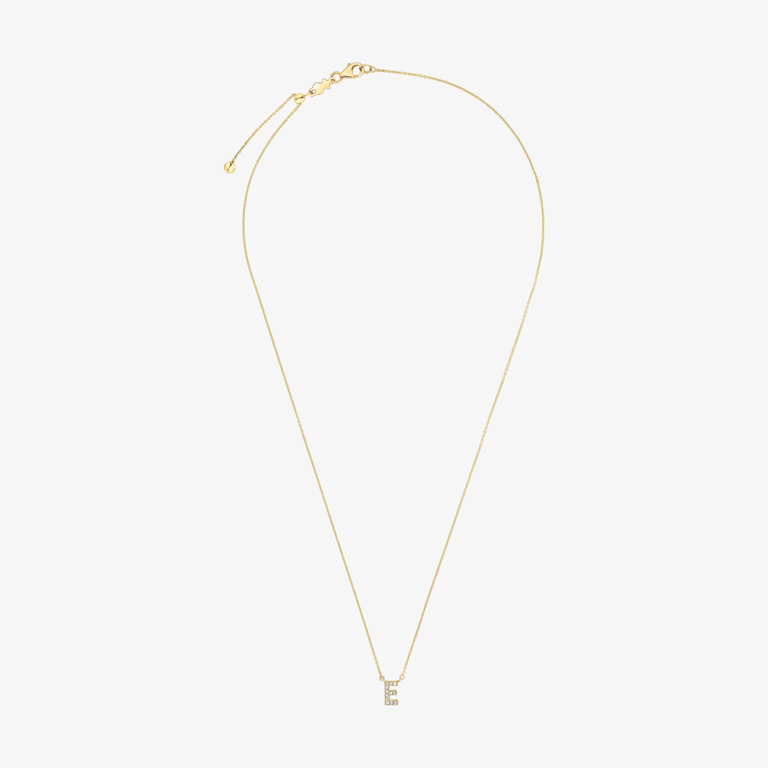 Collar corto de oro y 0,05 ct de diamantes letra E Alphabet