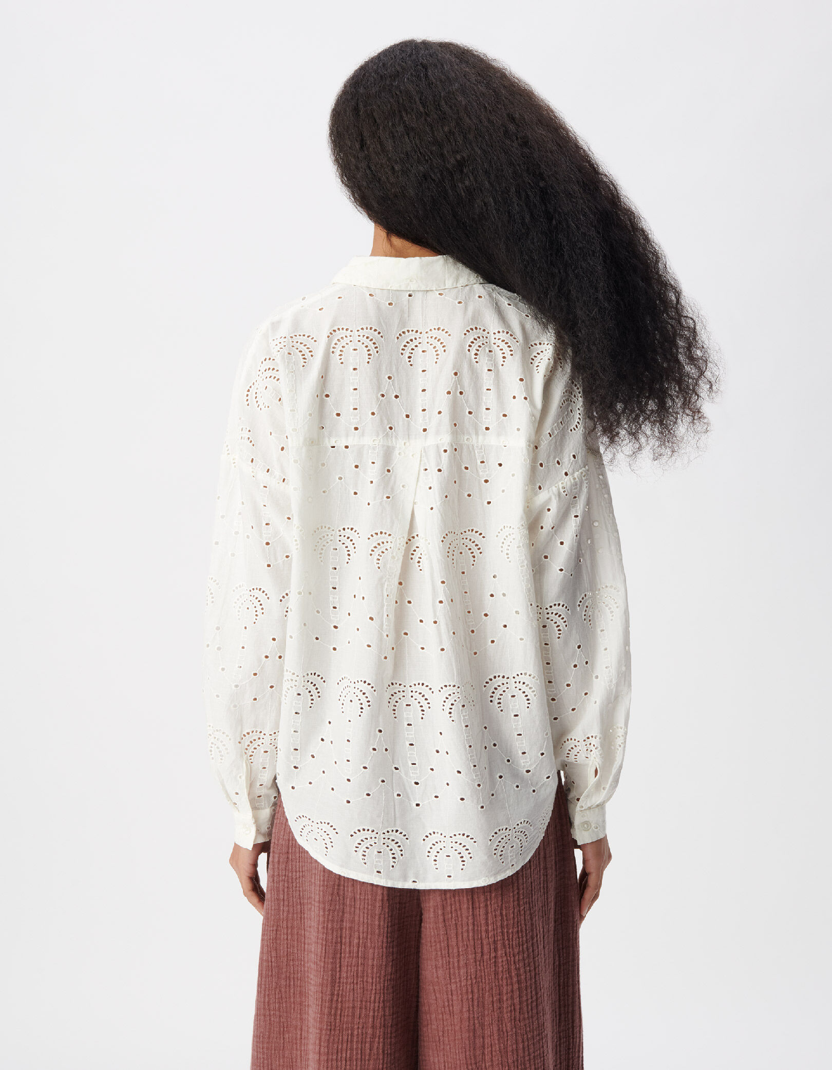 Chemise blanche broderie anglaise palmiers Femme