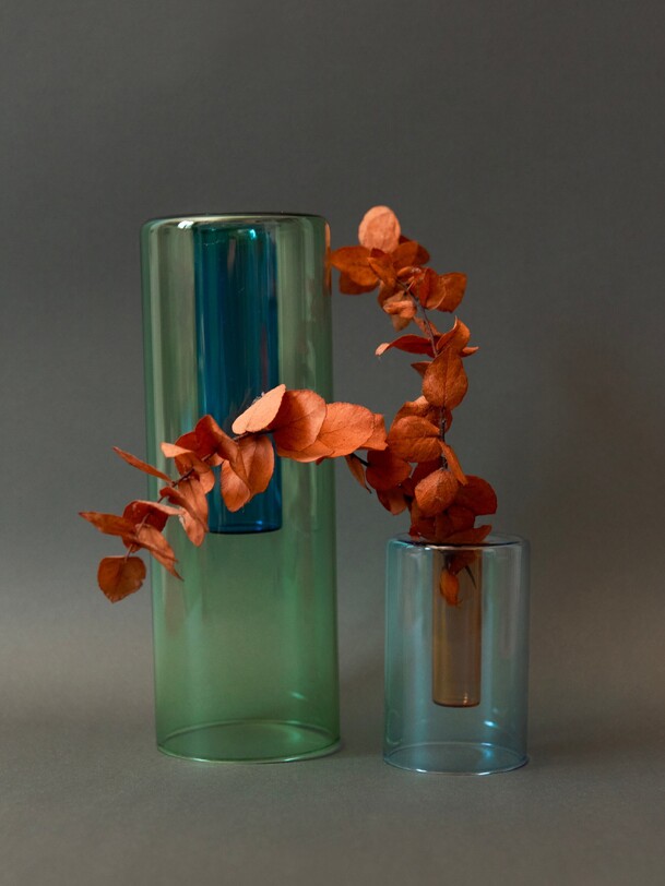 Petit vase reversible vert/bleu - block ... vert