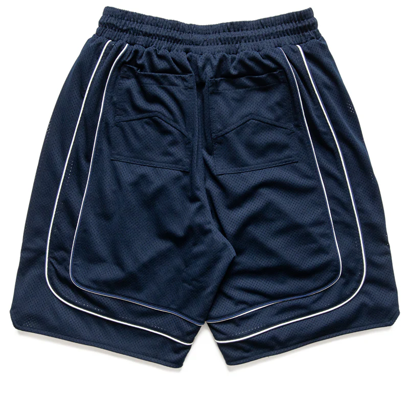 Rhude Baggy Collegiate Logo Short - Navy/Cream