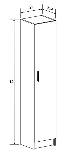 Armoire polyvalente avec 1 porte coloris chêne Mauvella - Longueur 37 x profondeur 34,40 x hauteur 180 cm