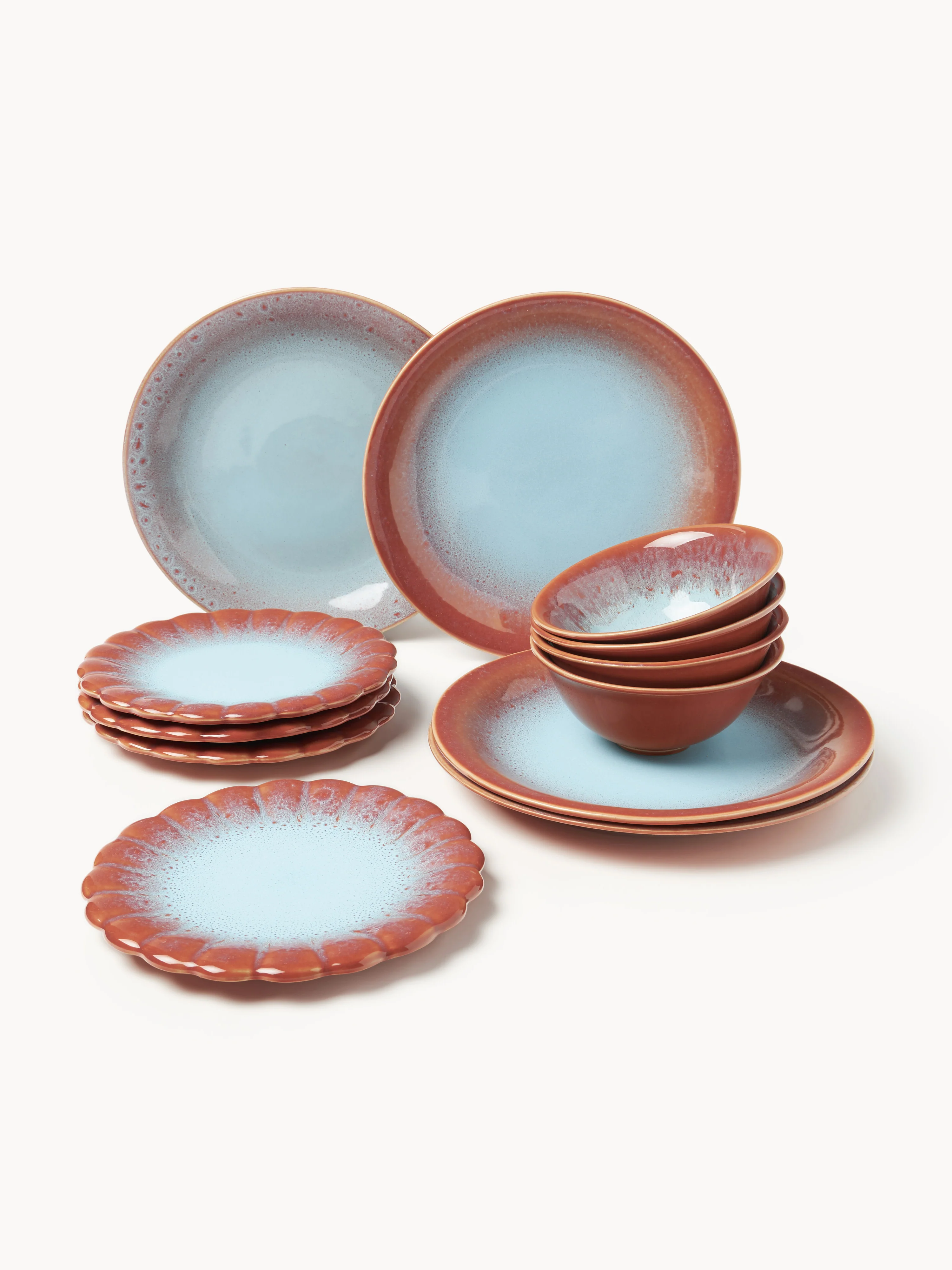 Handgefertigtes Geschirr-Set Marguerite, 4 Personen, 12er-Set