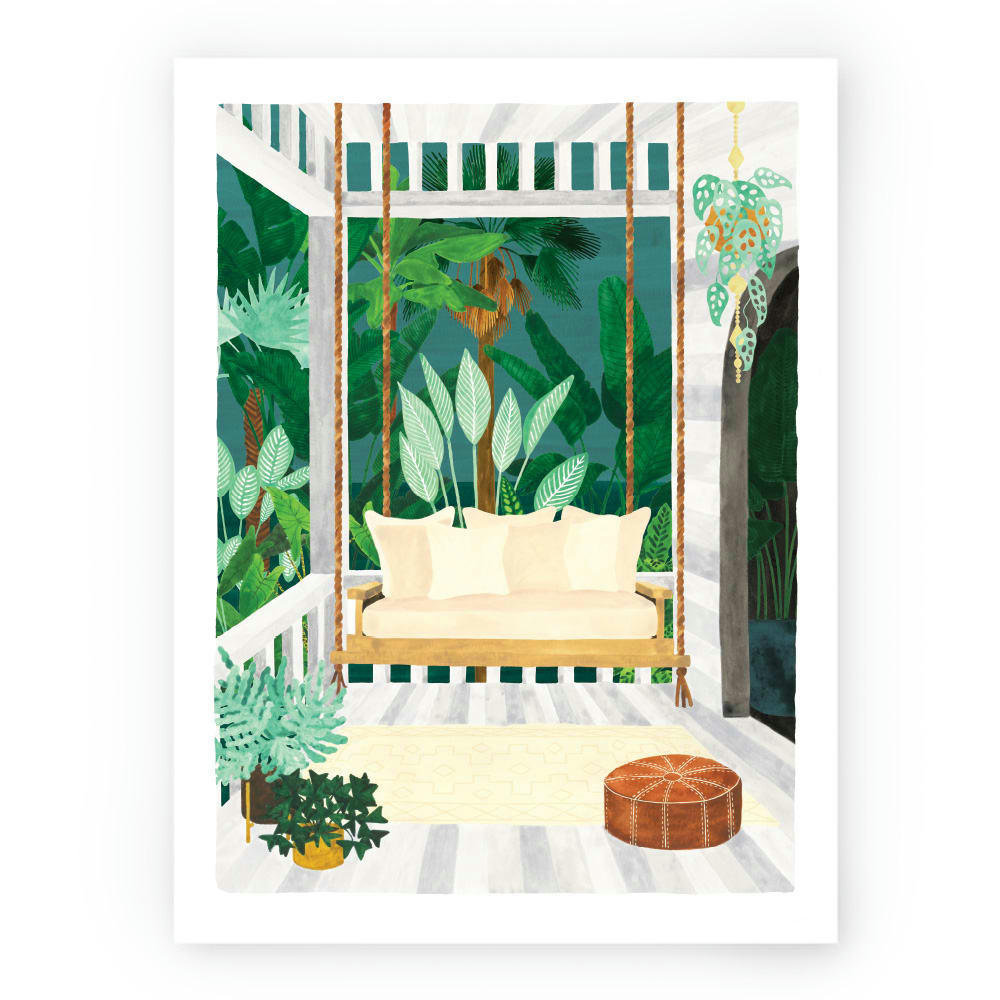 - Affiche illustrée motif Porche 30x40 cm