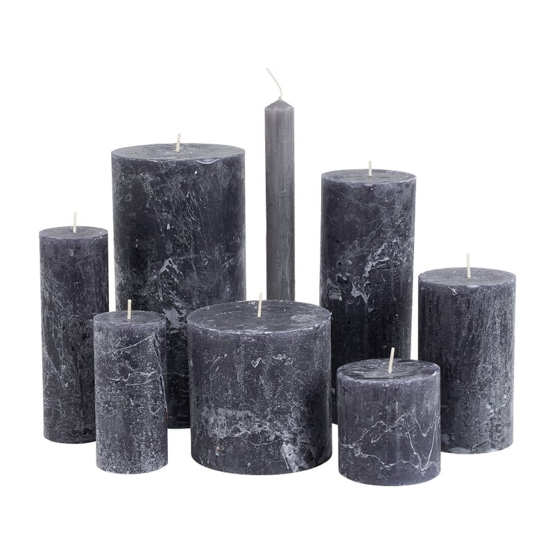 Kaars rustiek - donkergrijs - &Oslash;5x10 cm