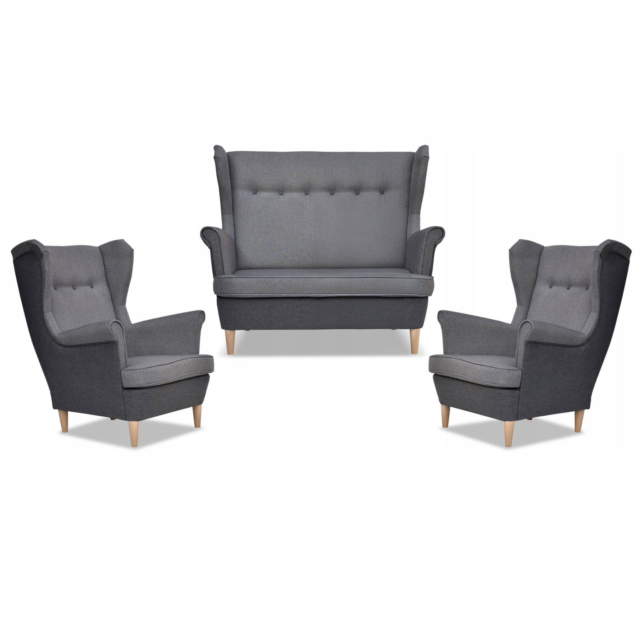 Zestaw wypoczynkowy ARI DUO sofa fotele Family Meble szaro - szary
