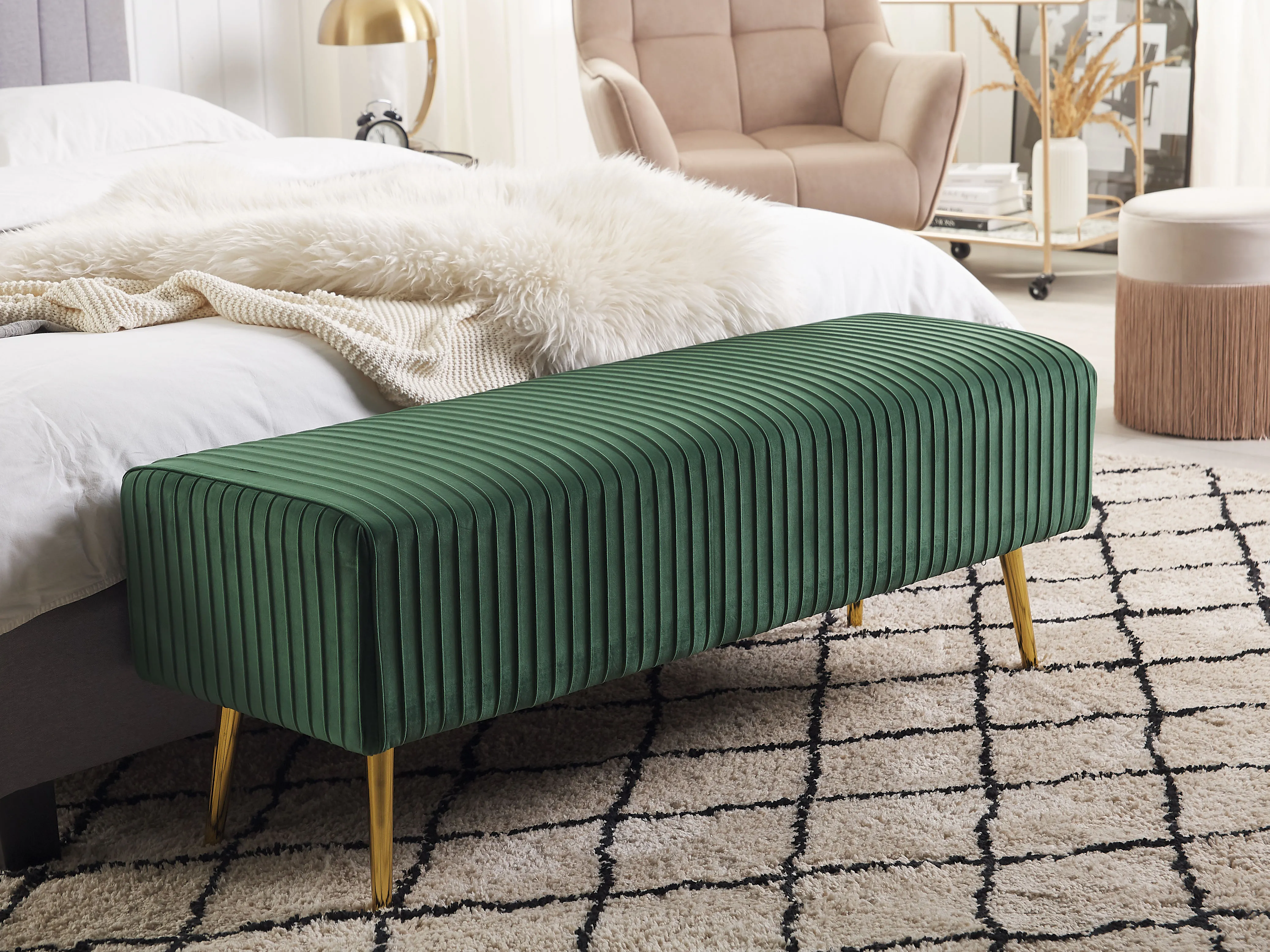 Upholstered Bench PATERSON Velvet Emerald Green