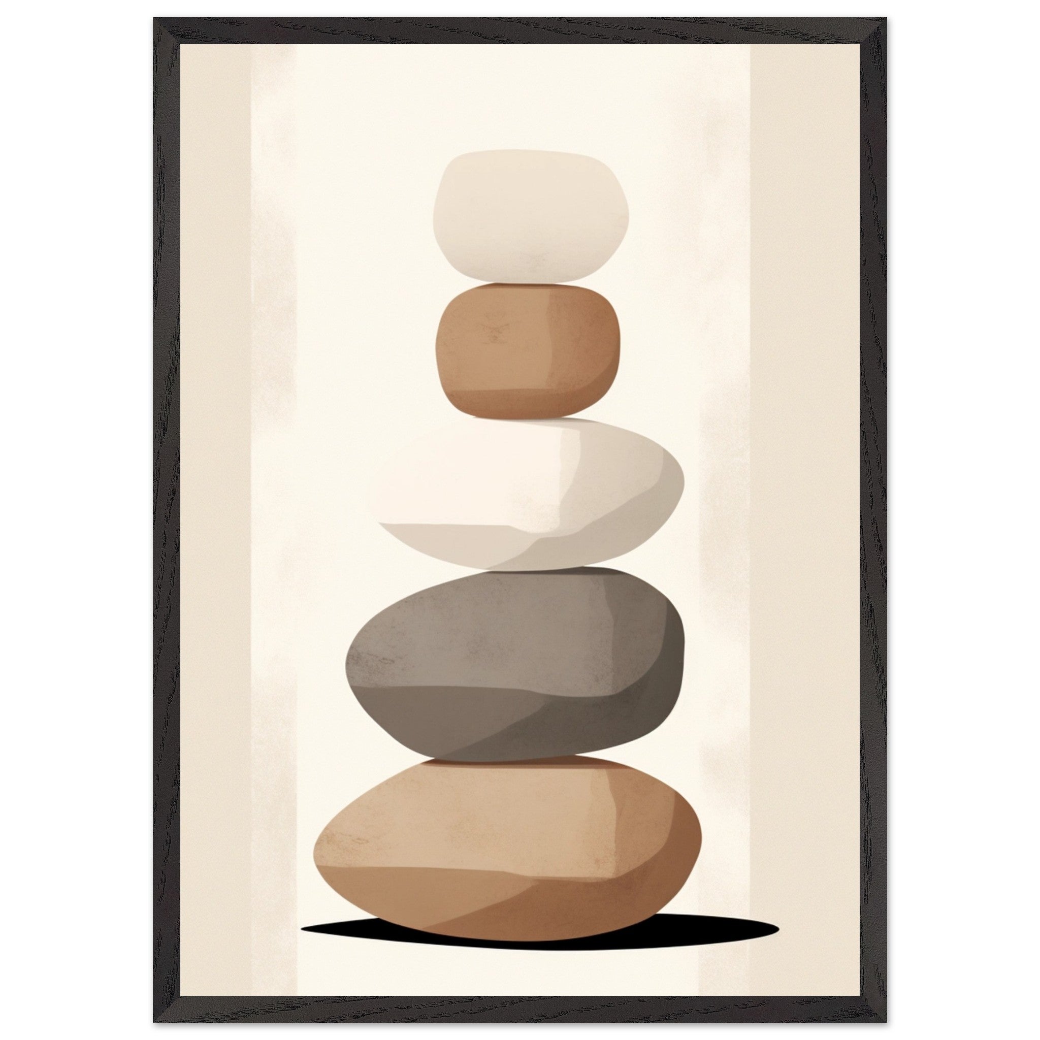 Artfulprints Poster met Lijst Stacked stones  - 50x70 cm - Taupe