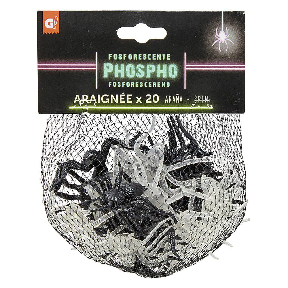 Araignée phosphorescente décoration Halloween x20