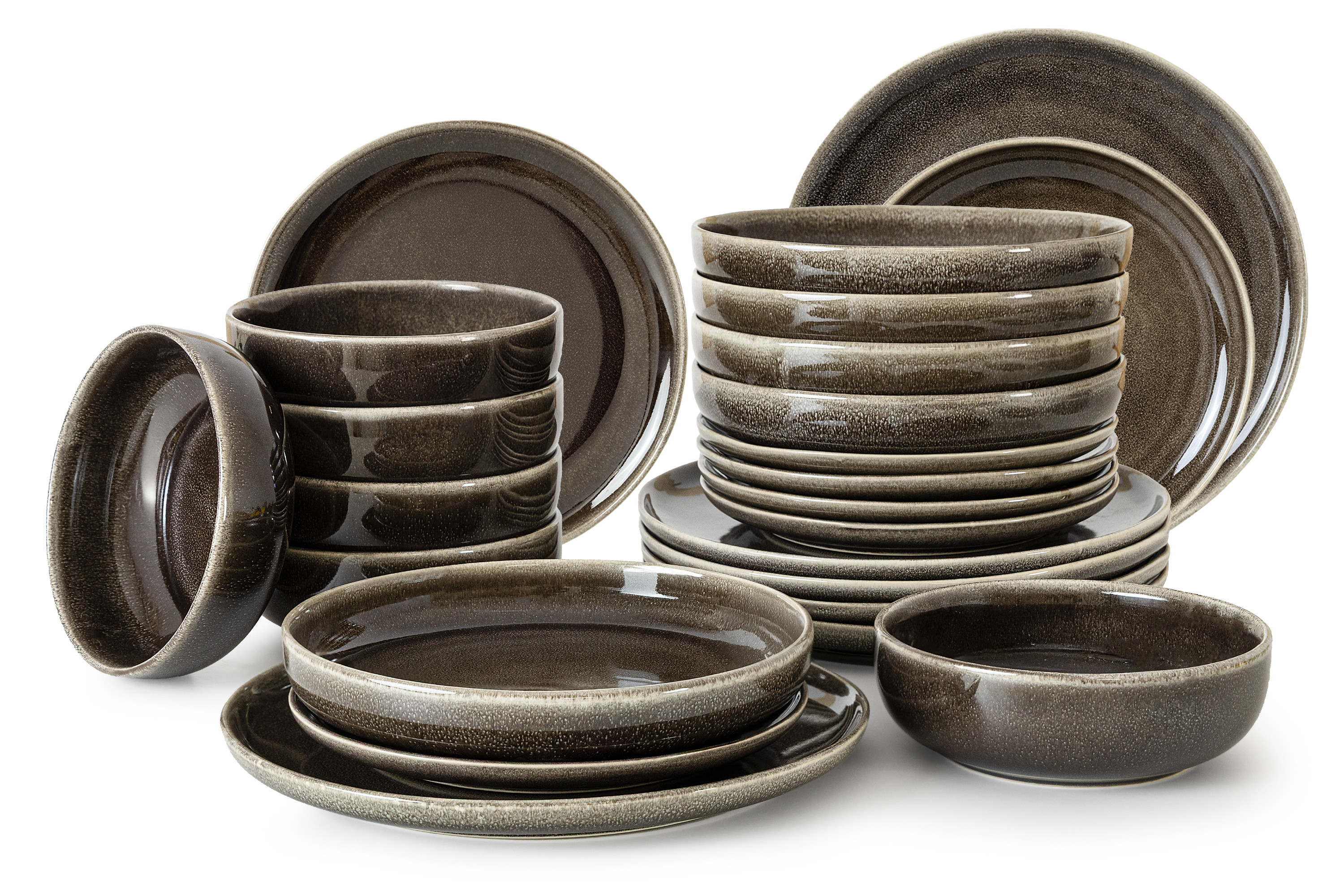 KONSIMO EDA zestaw obiadowy ceramiczny 6 os. (24 el.) styl rustykalny