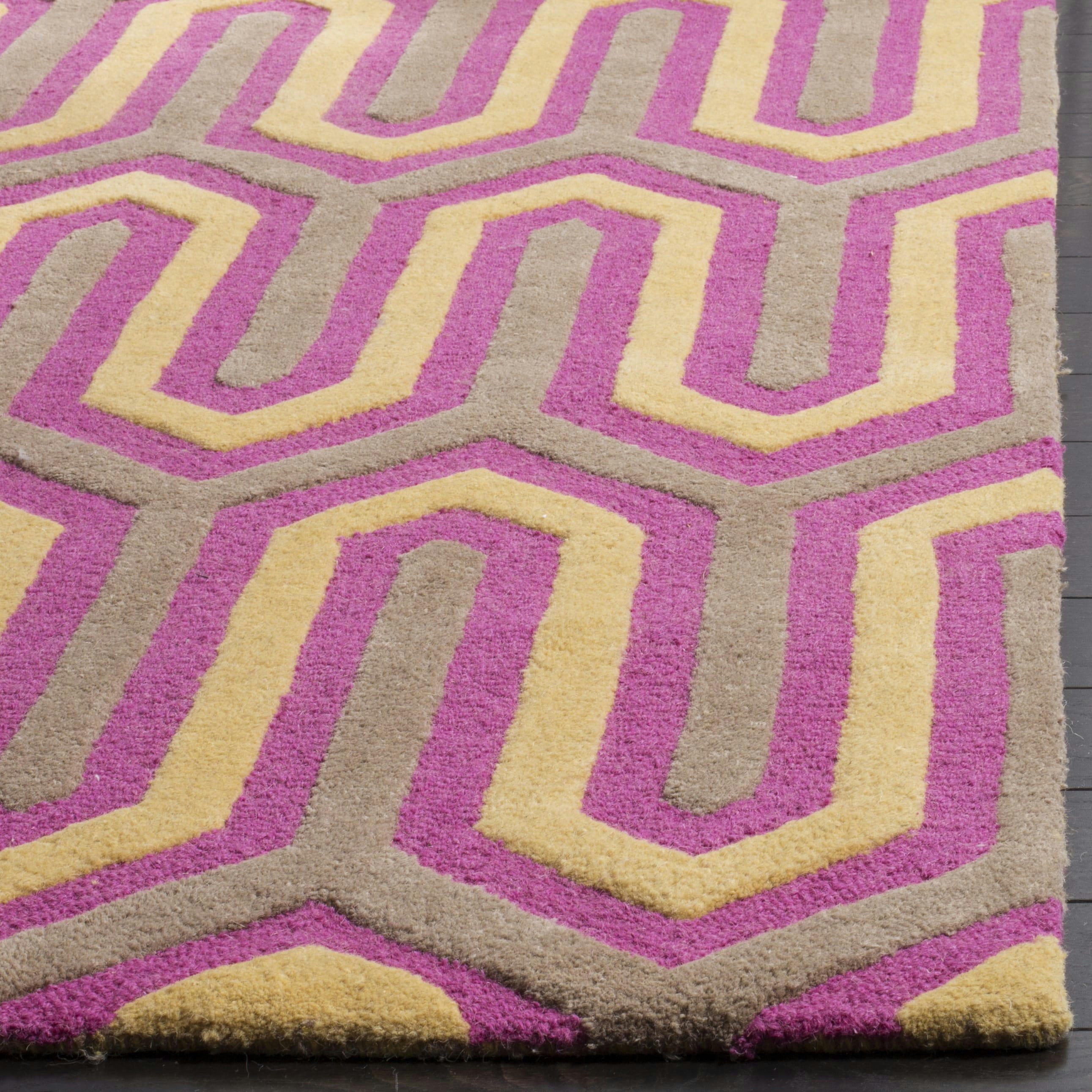 CAMBRIDGE - Tapis de salon interieur en fuchsia & gris, 122 x 183 cm