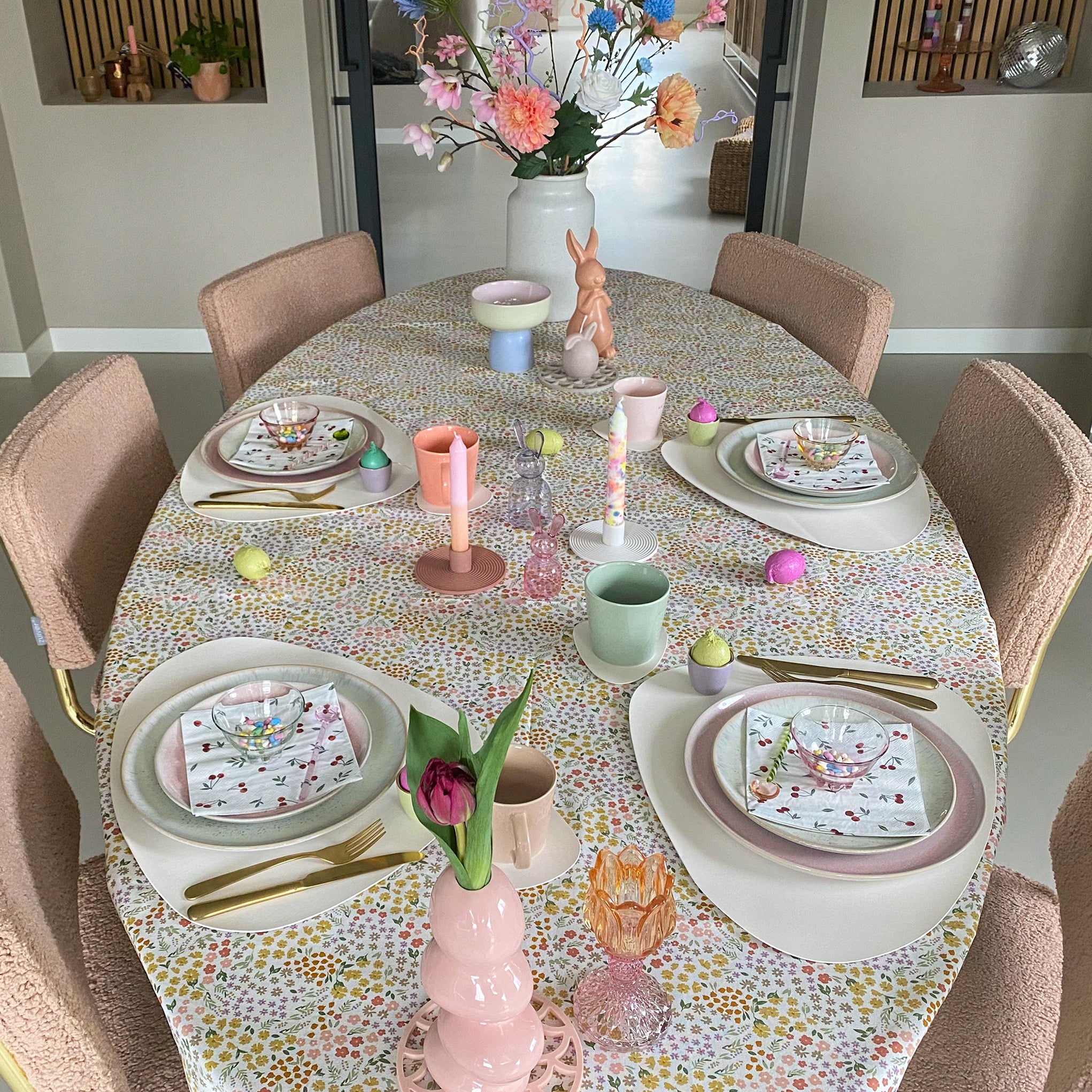 QUVIO Kaarsenstandaard rond - Keramiek - Terra Cotta