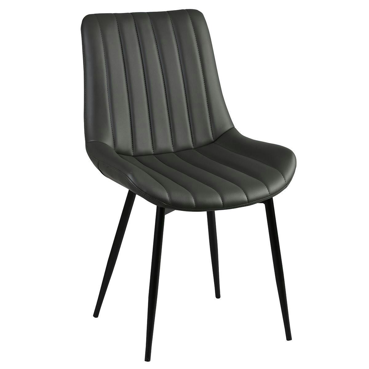 CAROLANN - Lot  de 2 chaises grises métal et pvc