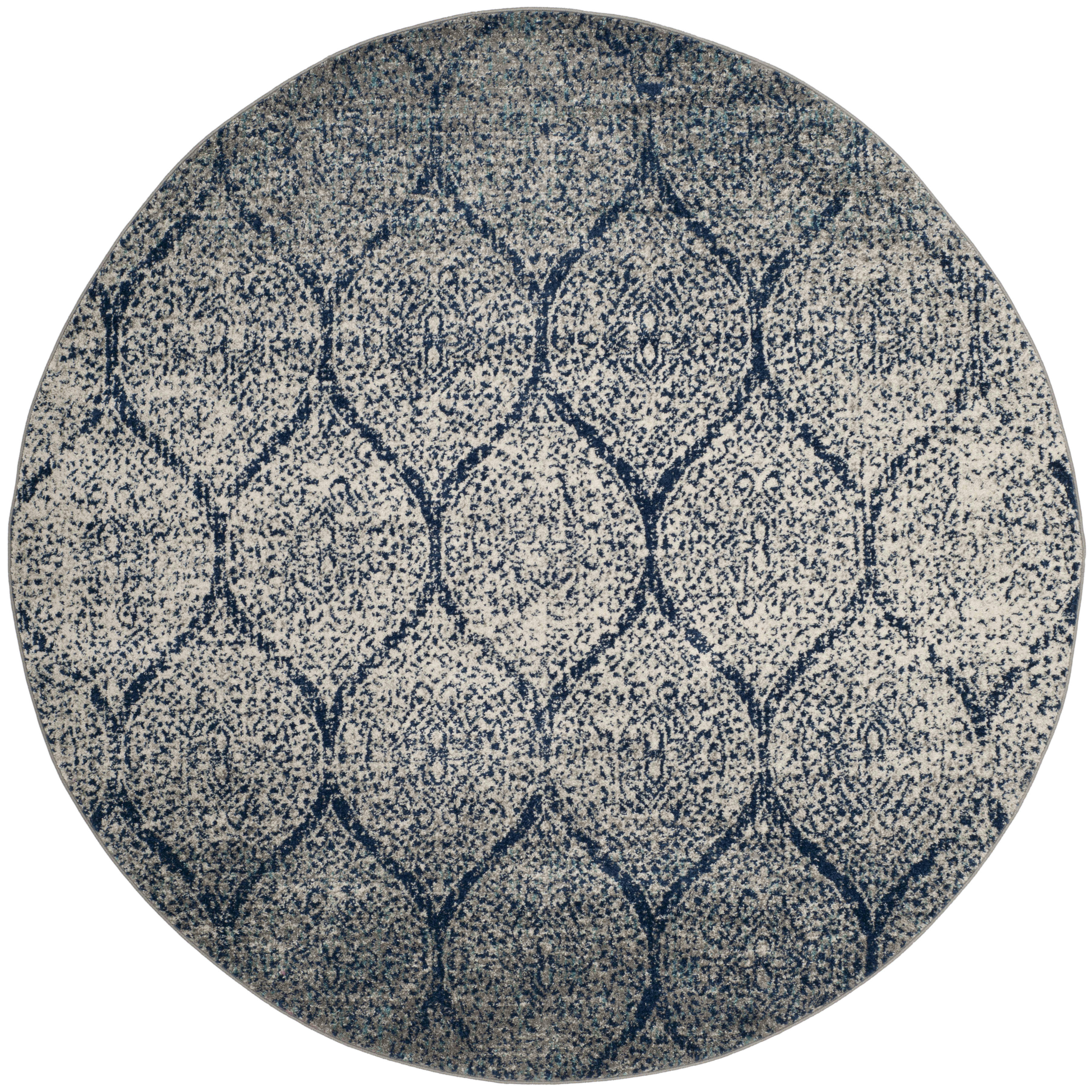 MADISON - Tapis de salon interieur en bleu marine & argent, 201 x 201 cm