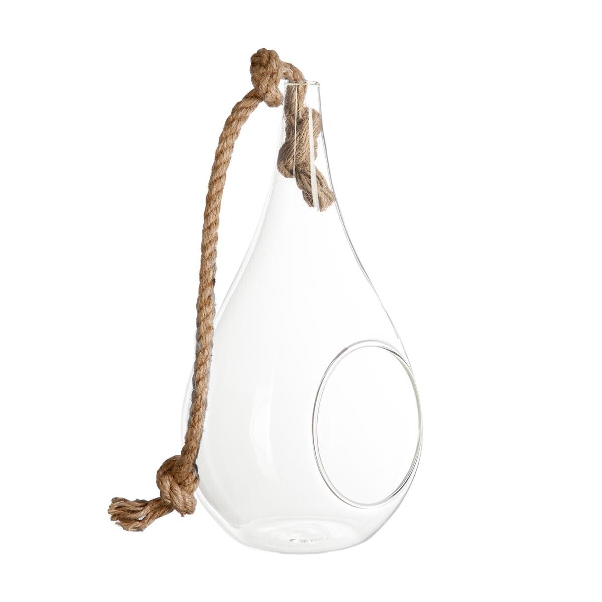 Drop vase, glass and cord H.25 cm