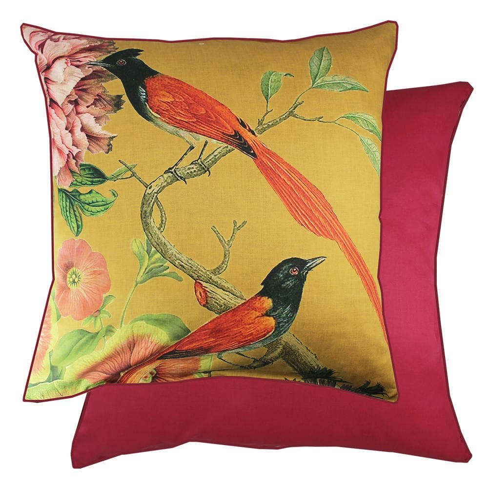 ESTAMPES CURRY - Taie d'oreiller  satin de coton 120 fils/cm² jaune 63x63