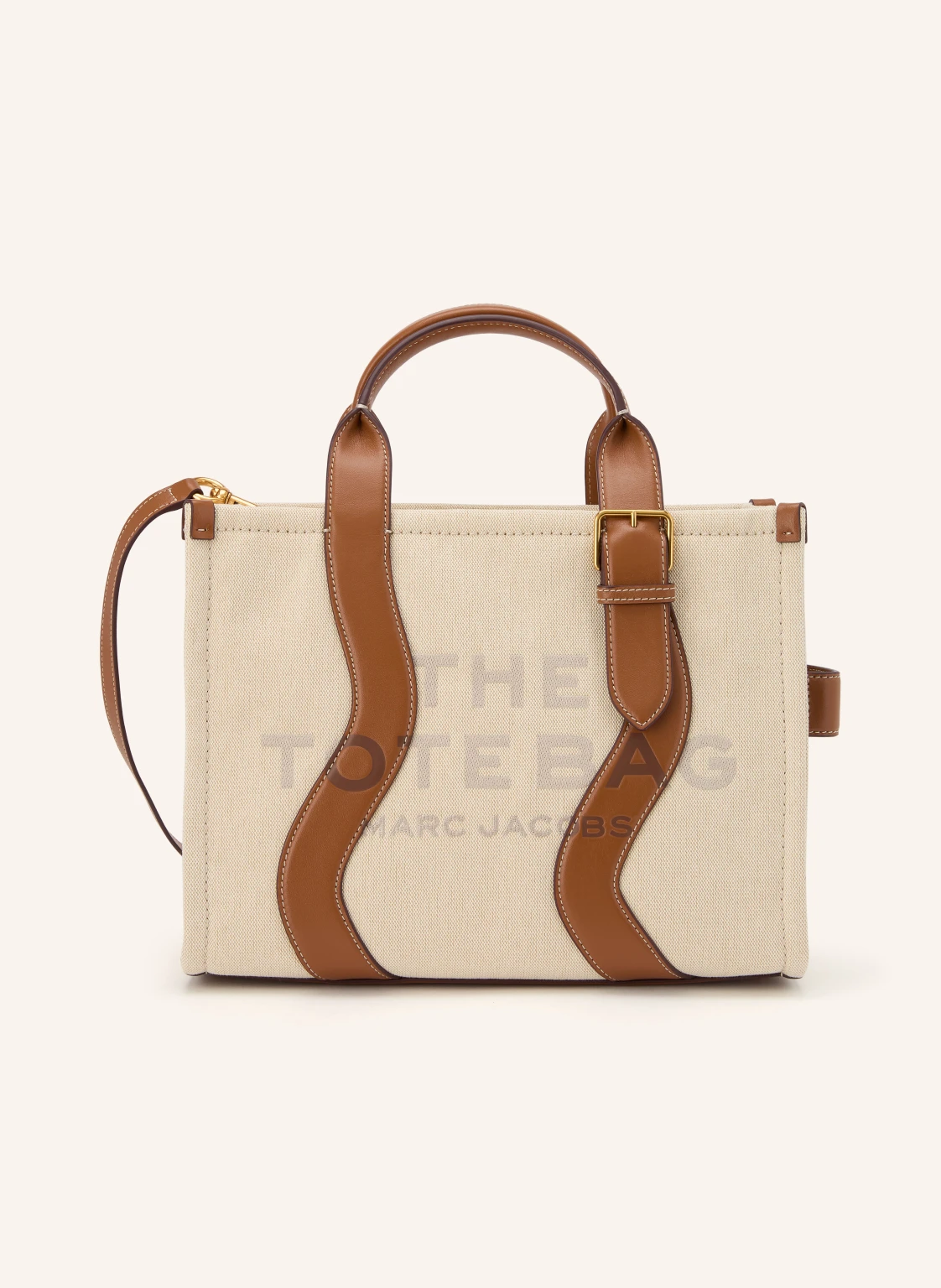 MARC JACOBS Shopper THE MEDUM CANVAS TOTE WAVY STRIPES LEATHER