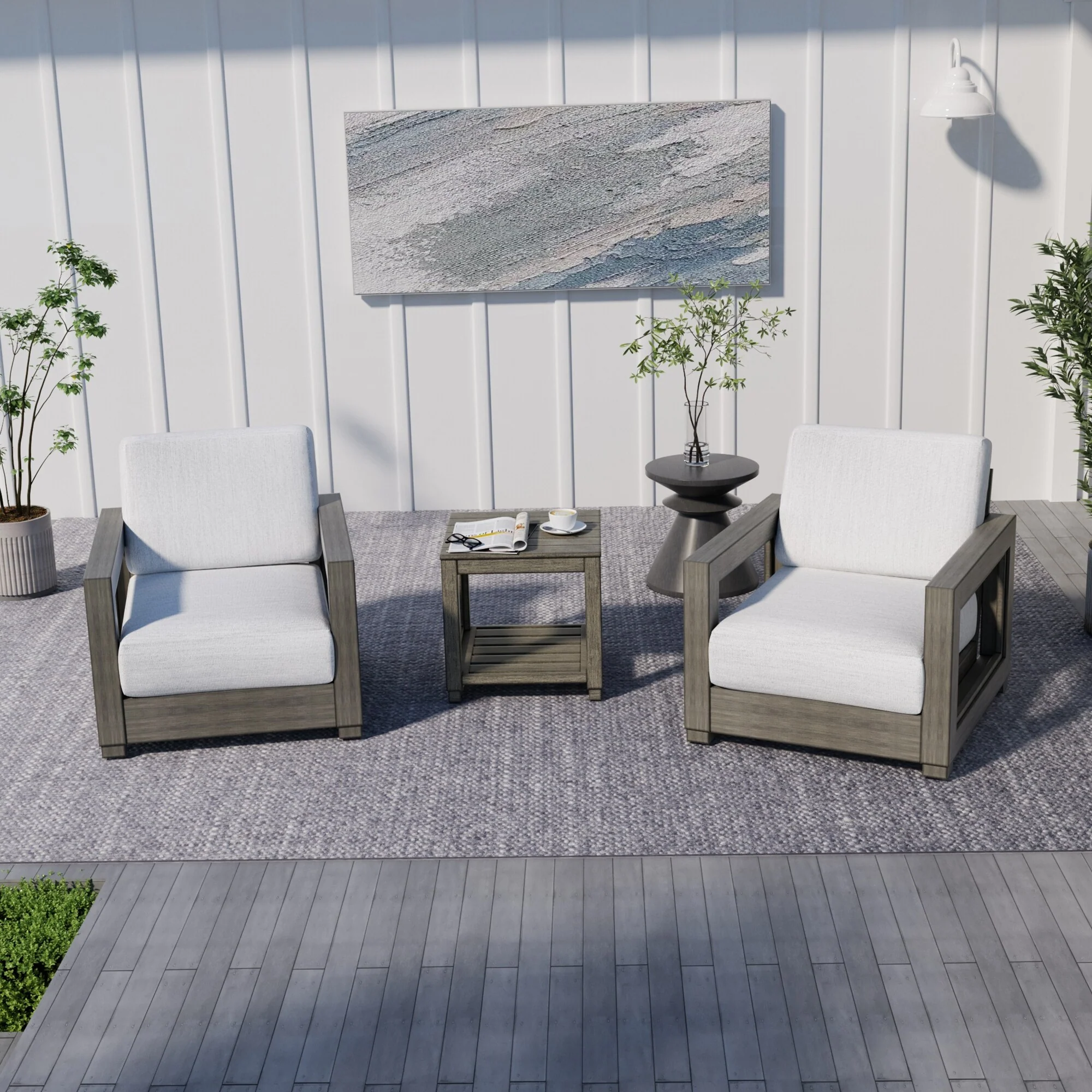 Outdoor Distressed Aluminum Patio Side Table