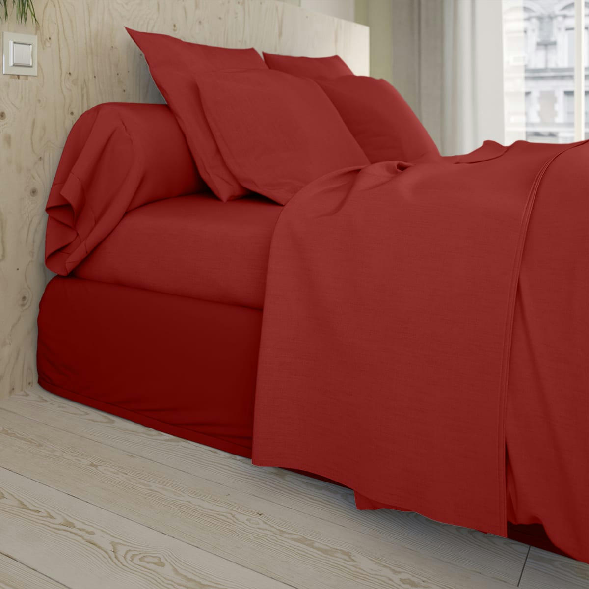 STUDIO - Drap Housse   Coton Rouge 140x190 cm - DODO