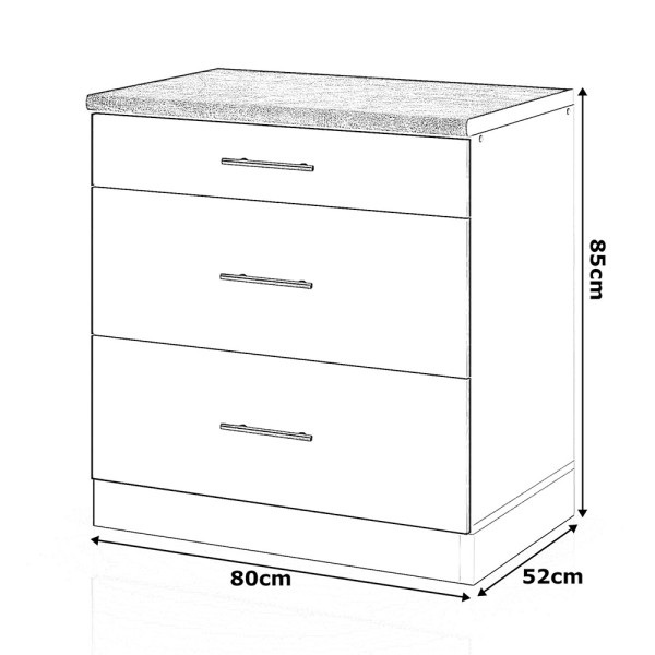 Szafka kuchenna dolna 3 szuflady 80cm spremium biały mat