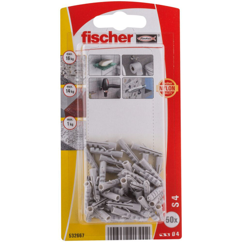 Cheville à expansion S4 Ø 4 x 20 mm 50 pièces