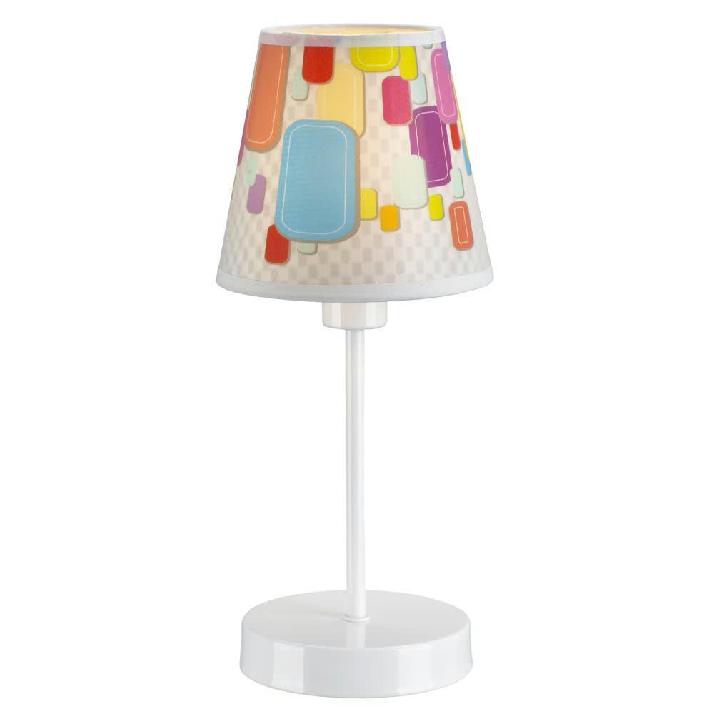 CARAMELOS - Lampe à poser enfant blanc et abat-jour multicolore de bonbons