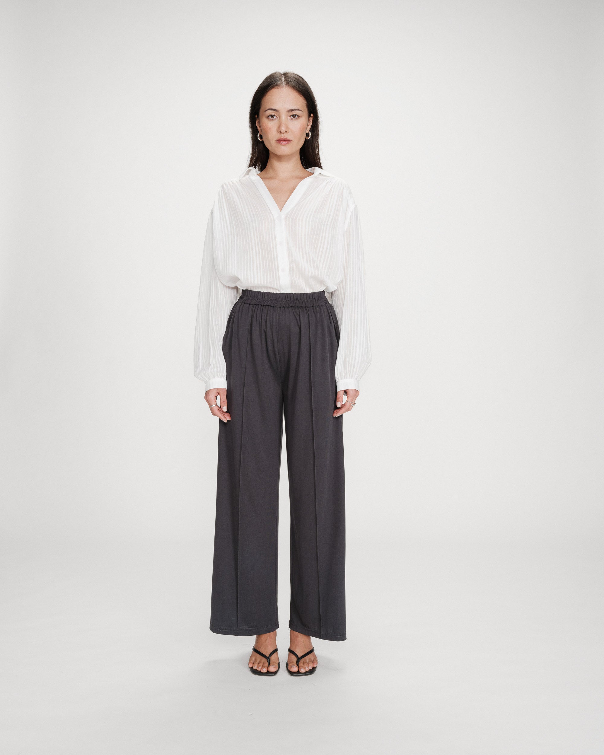 Pantalon en modal jambe large marine Pax
