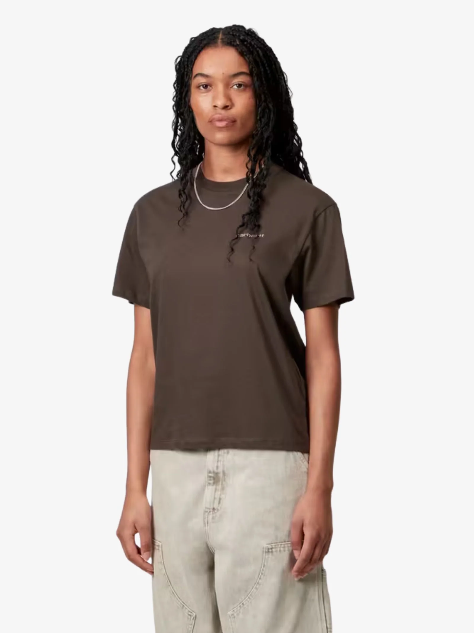Women's Short Sleeve Script Embroidery T-Shirt