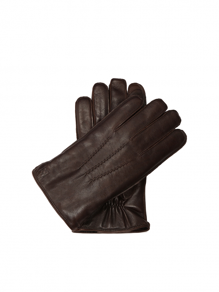 Dark brown gloves with touchscreen functionality
