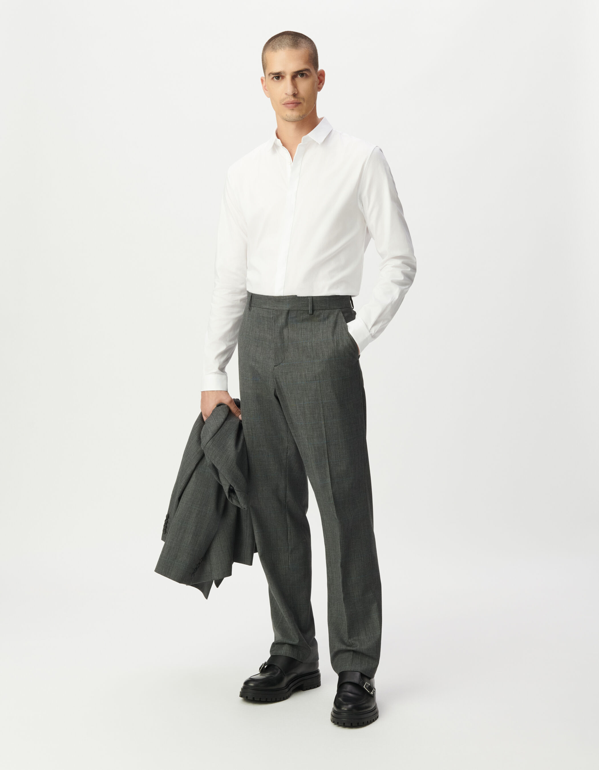 Chemise slim blanche coton bio boutons cachés Homme