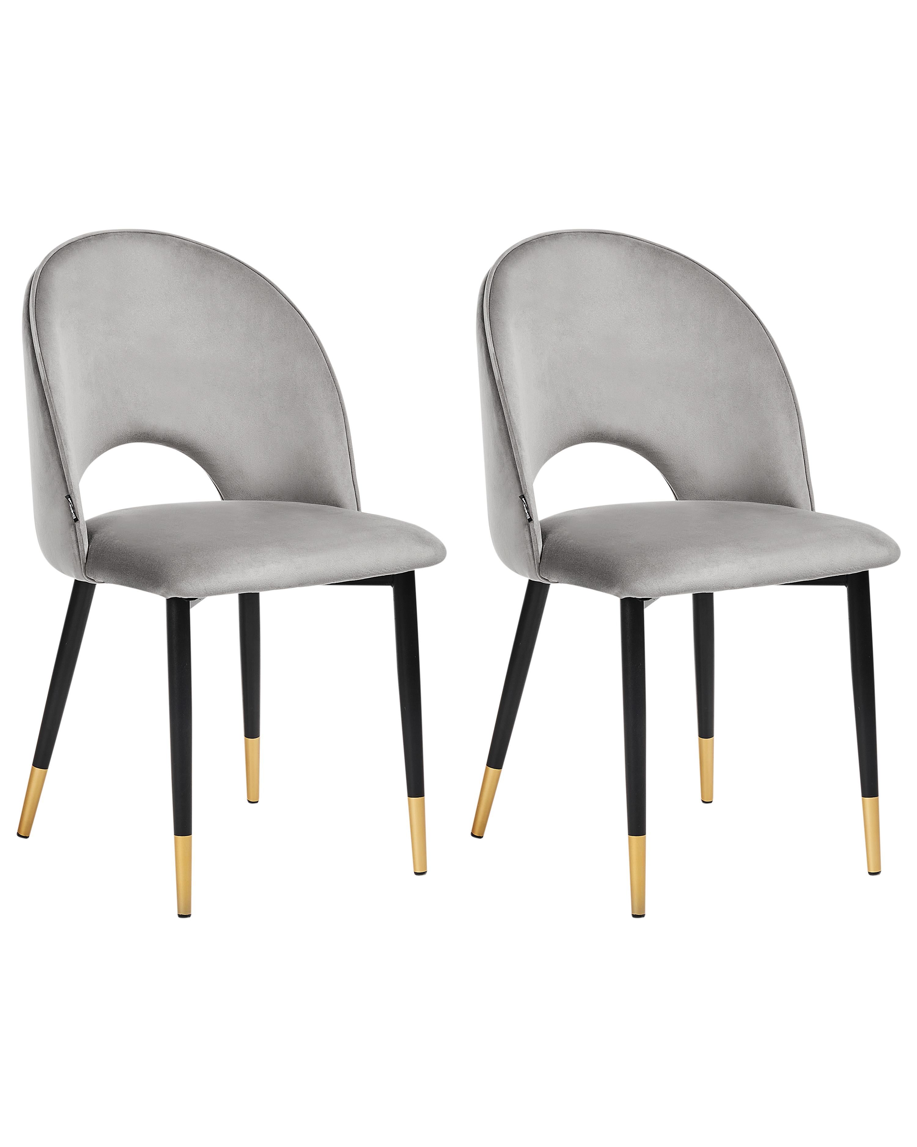 Set of 2 Dining Chairs MAGALIA Velvet Grey