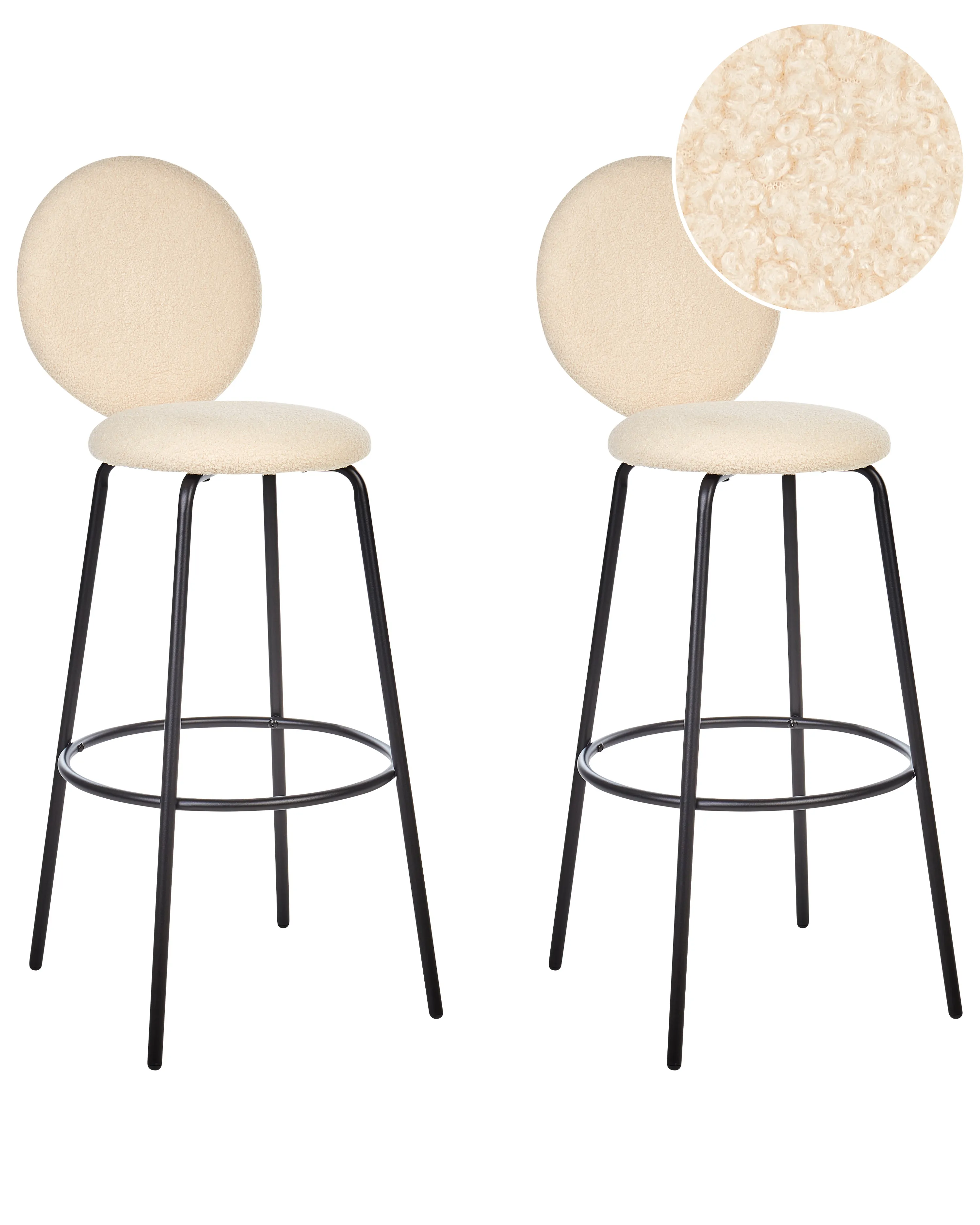 Set of 2 Bar Chairs EMERY Boucle Light Beige