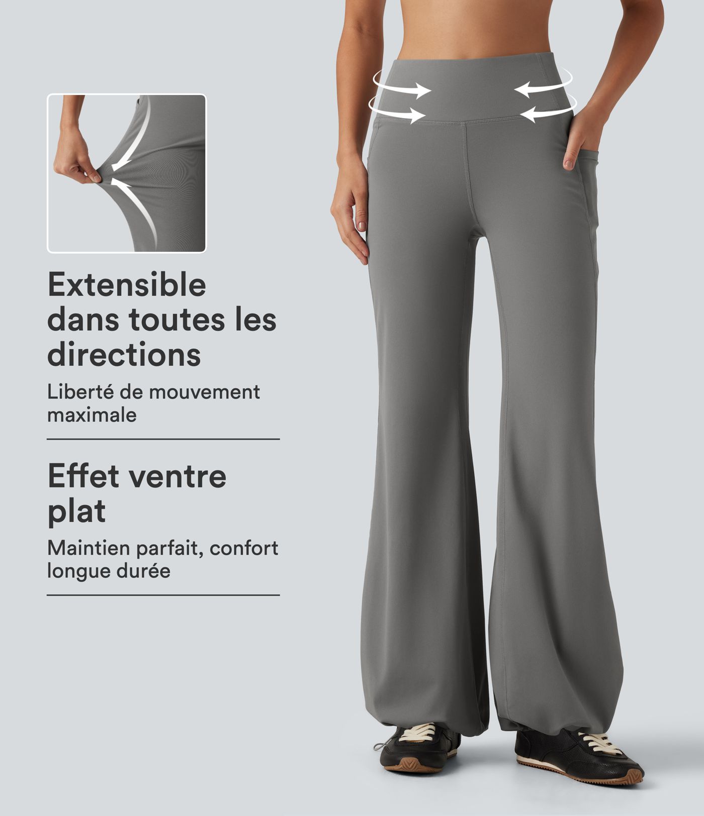Pantalon de yoga Halara Flex™ DayStretch gainant taille haute à ourlet froncé avec poches