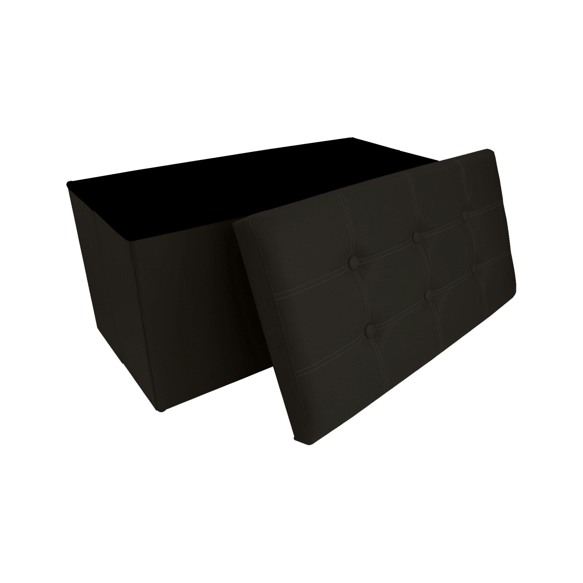 COLOR LIFE - Repose-pieds coffre de rangement avec couvercle en similicuir noir