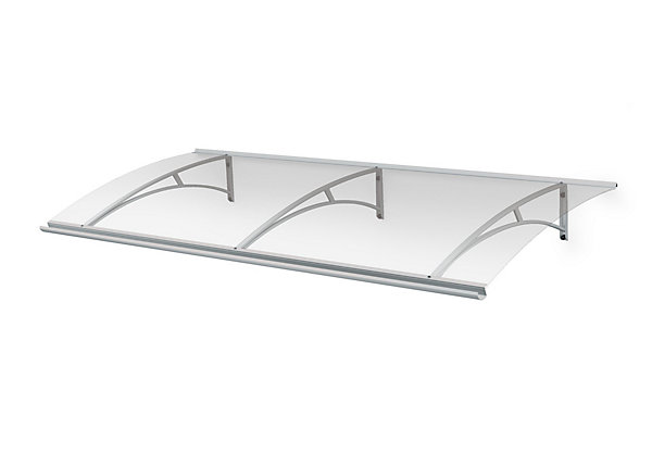 ARCTOM Auvent Gomo 197x84,5, couleur blanc RAL9016, plaque incolore PMMA