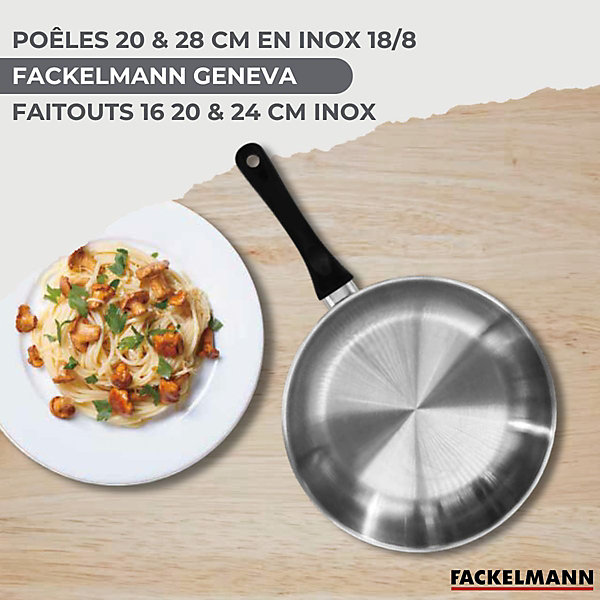 Lot de 2 Poêles 20/28cm et 3 Faitouts 16/20/24cm Fackelmann Généva avec 5 ustensiles Ocean