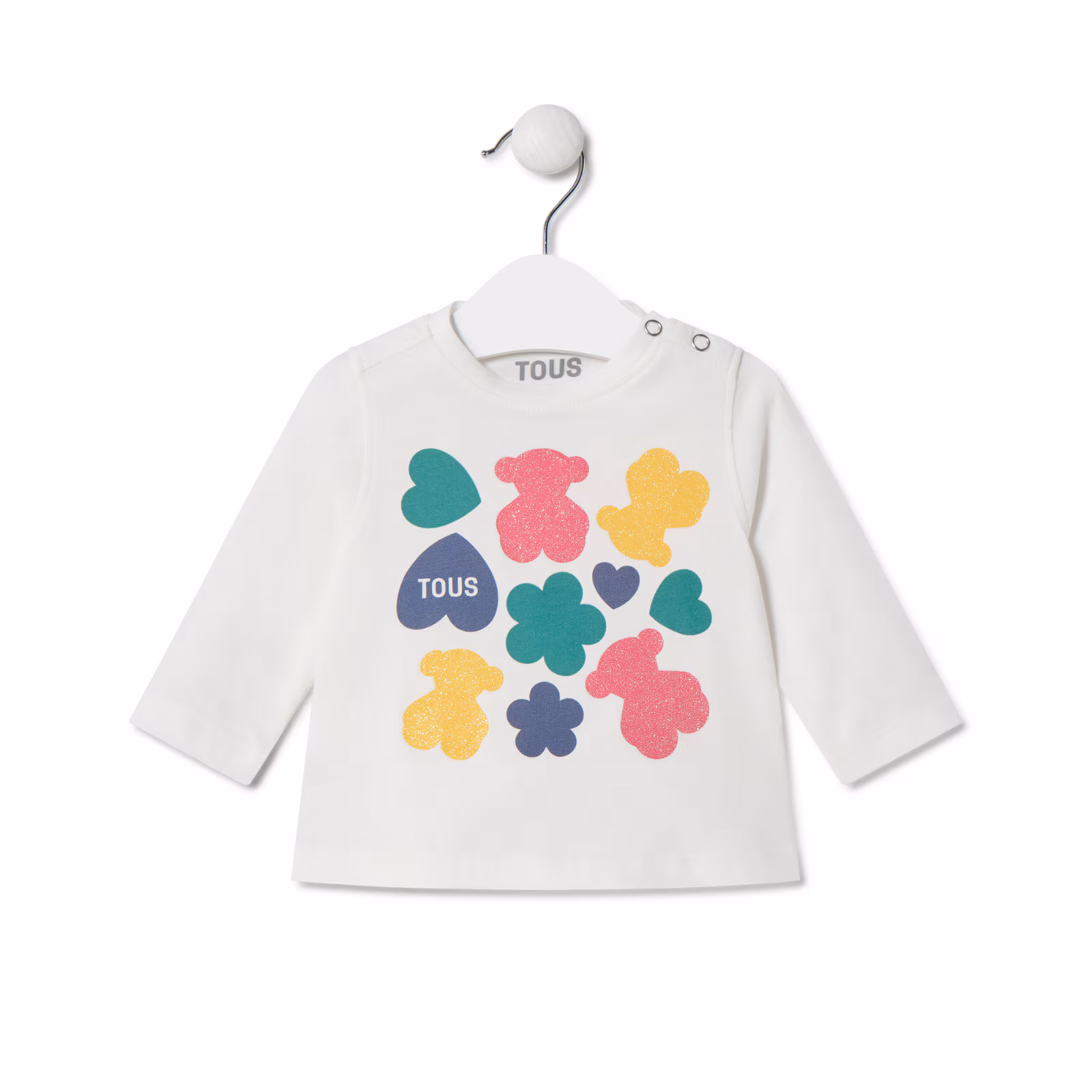 Camiseta osos,corazones y flores Casual crudo