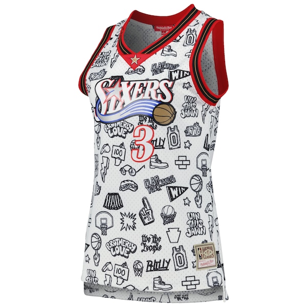 Allen Iverson Philadelphia 76ers Women's 2000 Doodle Swingman Jersey - White