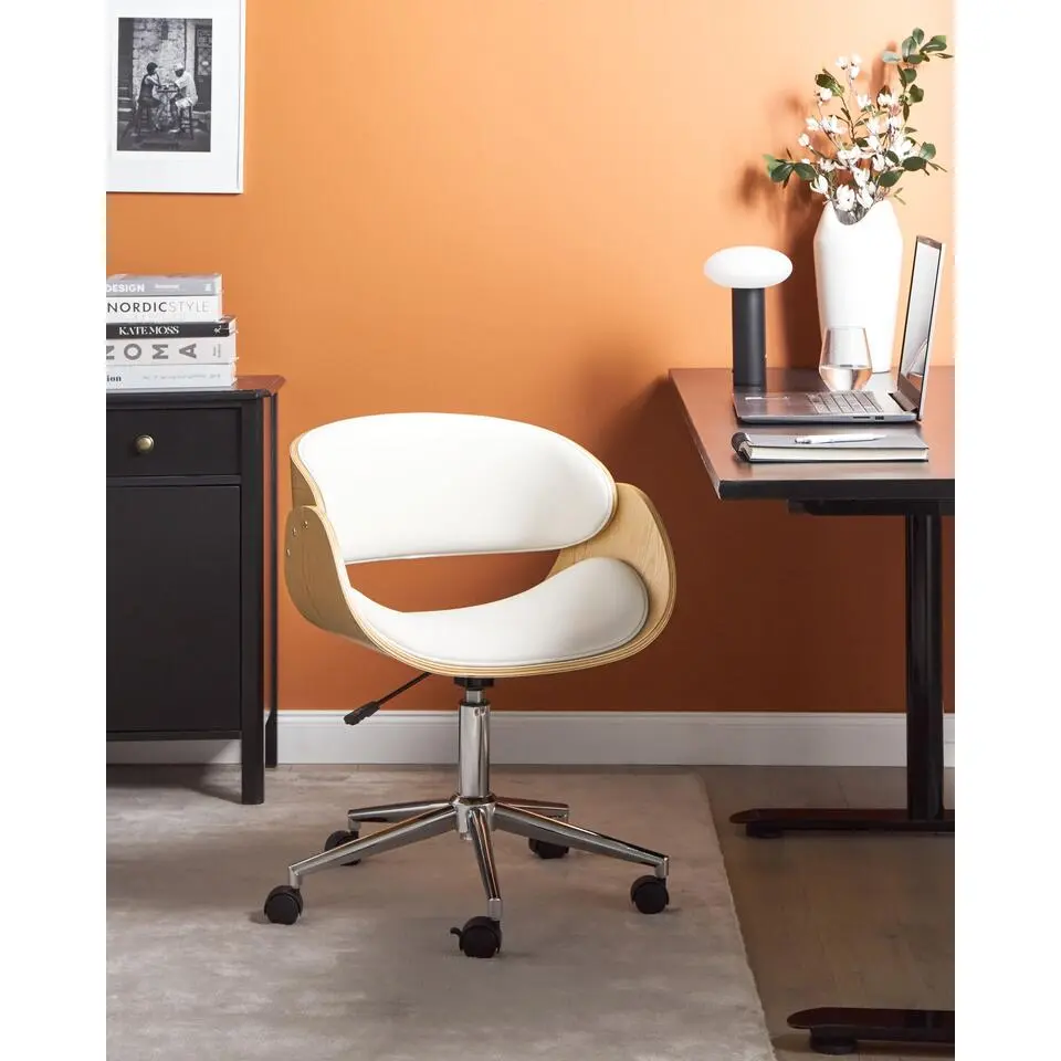 PALATKA - Bureaustoel - Lichthout/Zwart - Kunstleer