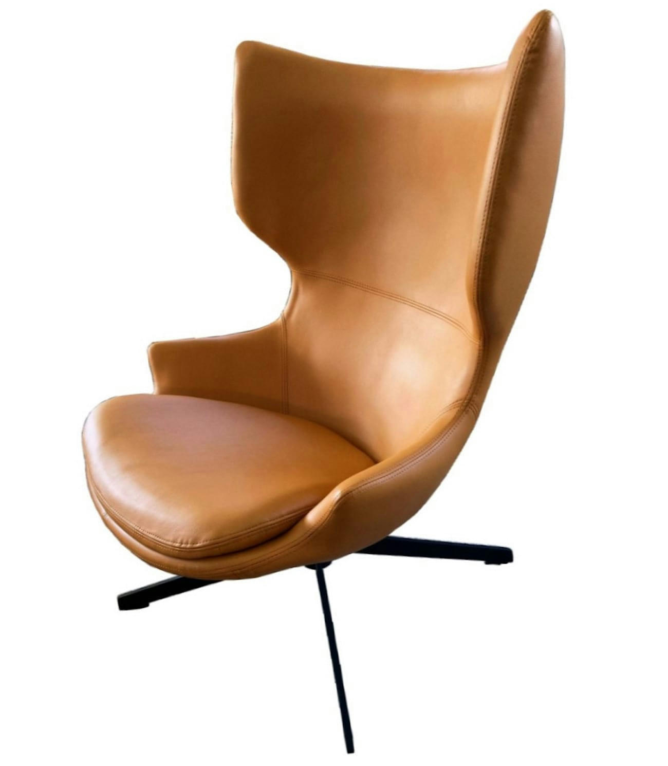 TORINI - Fauteuil rotatif aspect cuir jaune