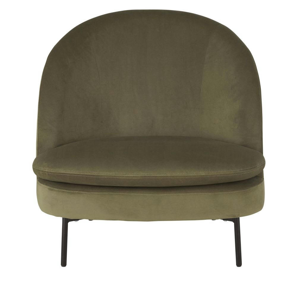 Prana - Fauteuil en velours vert kaki