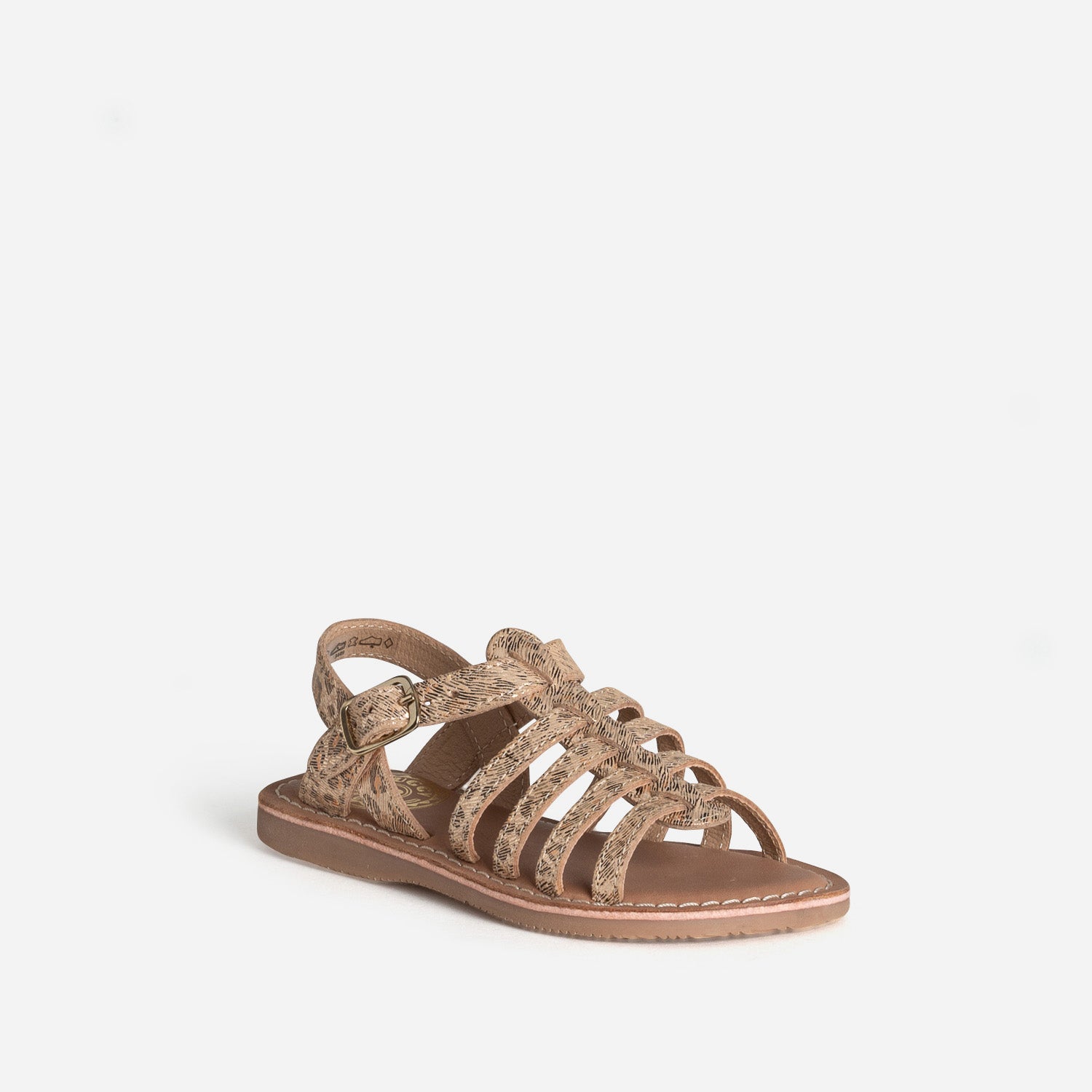 Sandale BUGGY dorée cuir effet léopard