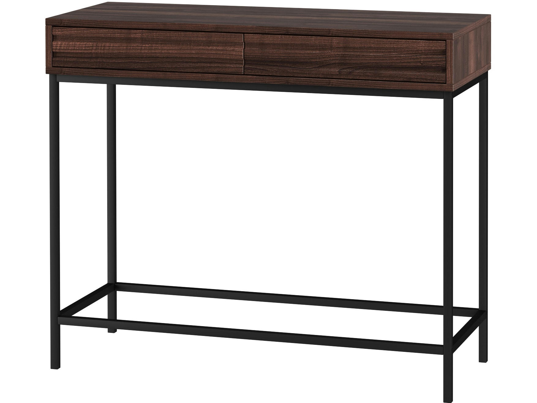 CELINE - Console avec 2 tiroirs en panneaux de particules noyer