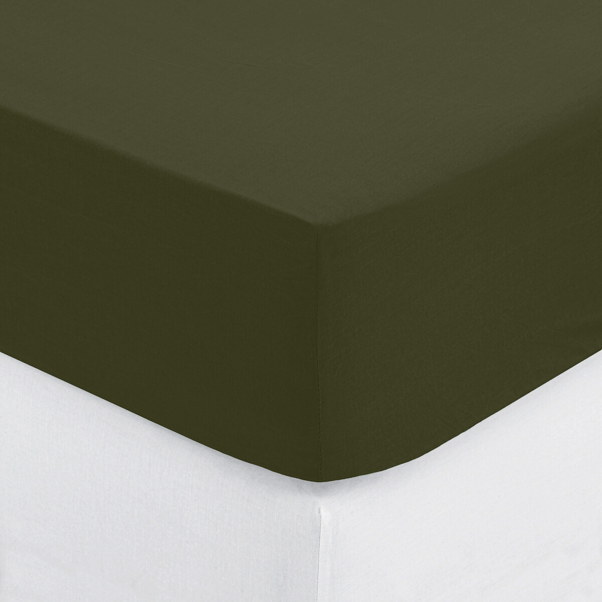 Fitted Sheet, cotton Khaki green, 160x200 cm