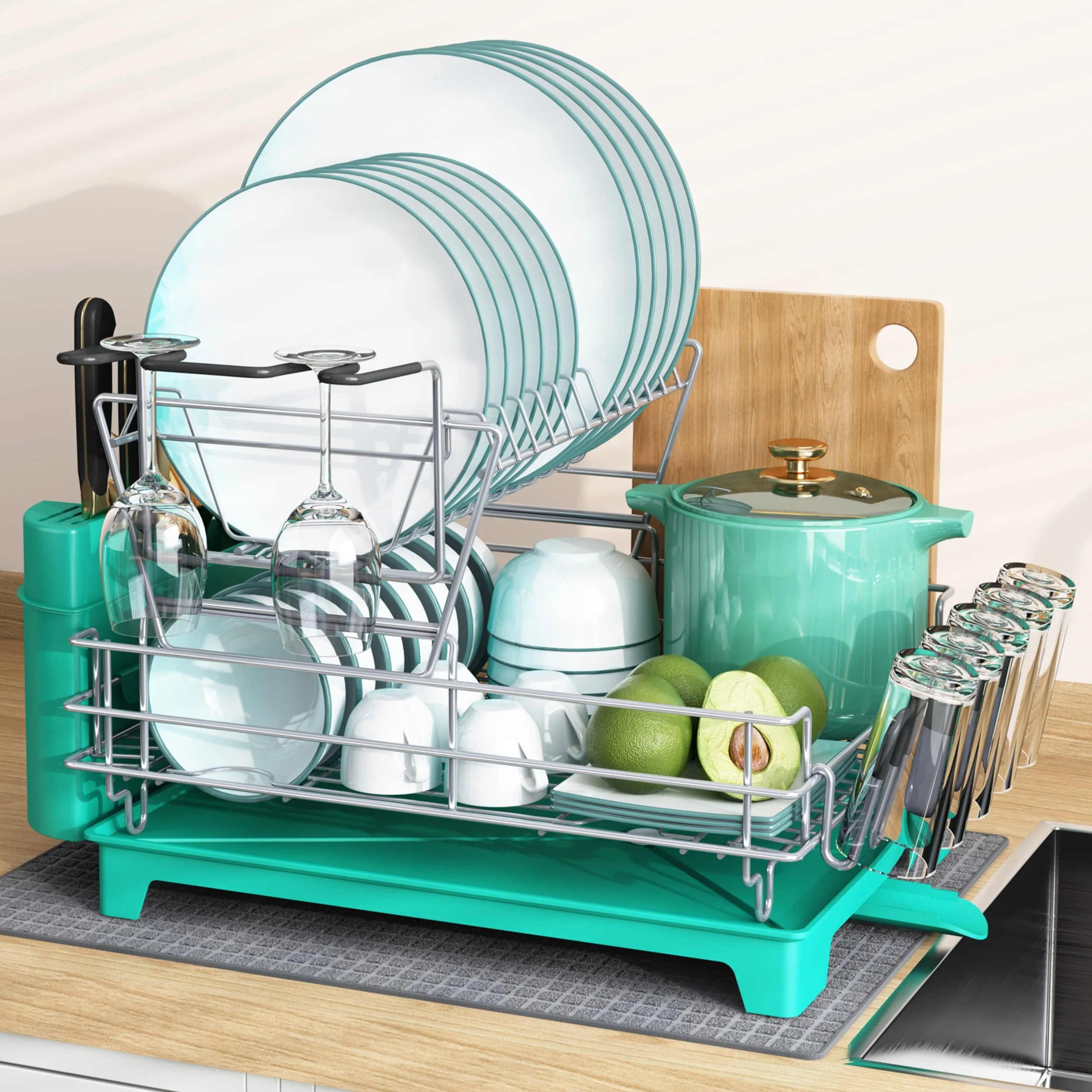 JASIWAY 2 Tier Kitchen Stainless Steel Dish Rack