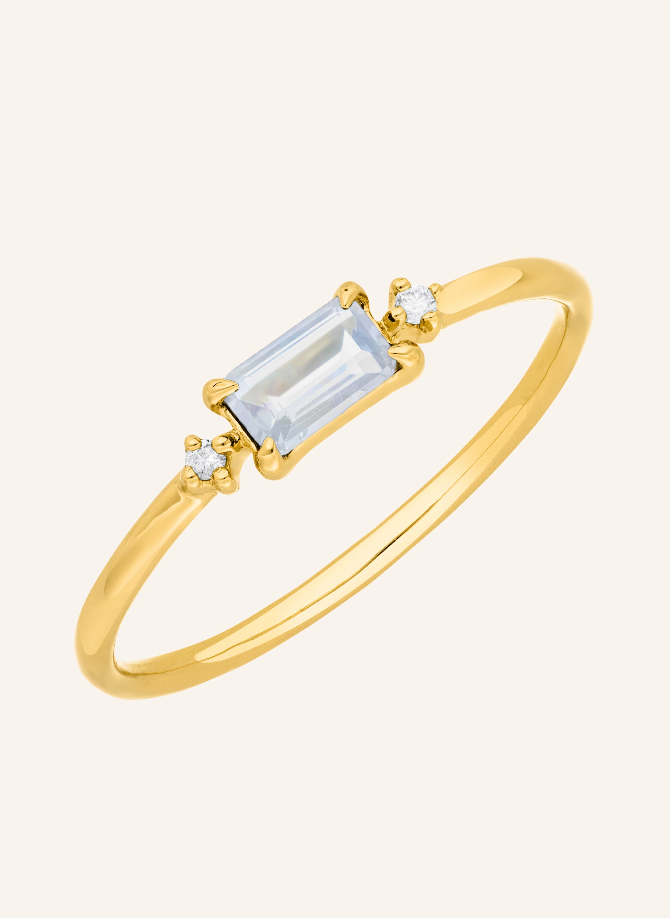 Leaf Ring MONDSTEIN aus 14 Karat Gelbgold