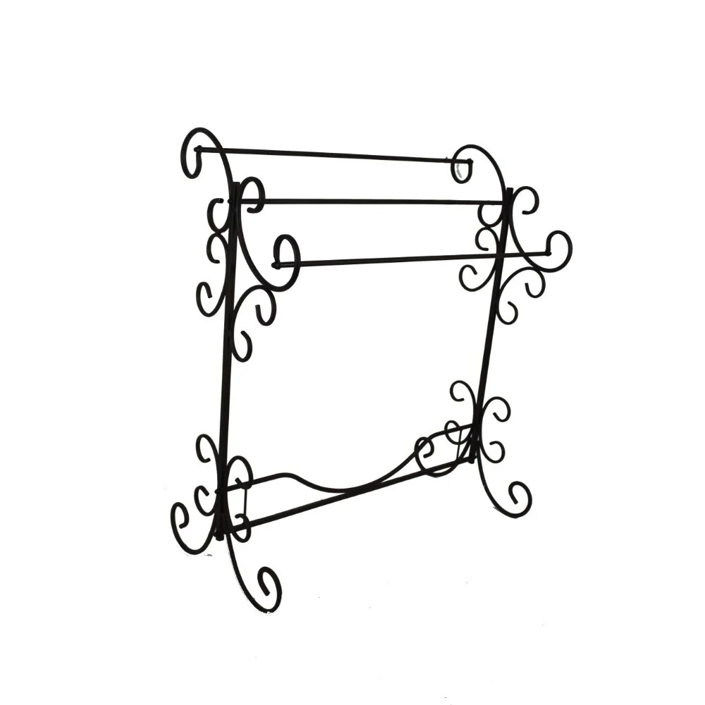 Benzara Free Standing Metal Blanket Rack With Scroll work, Black