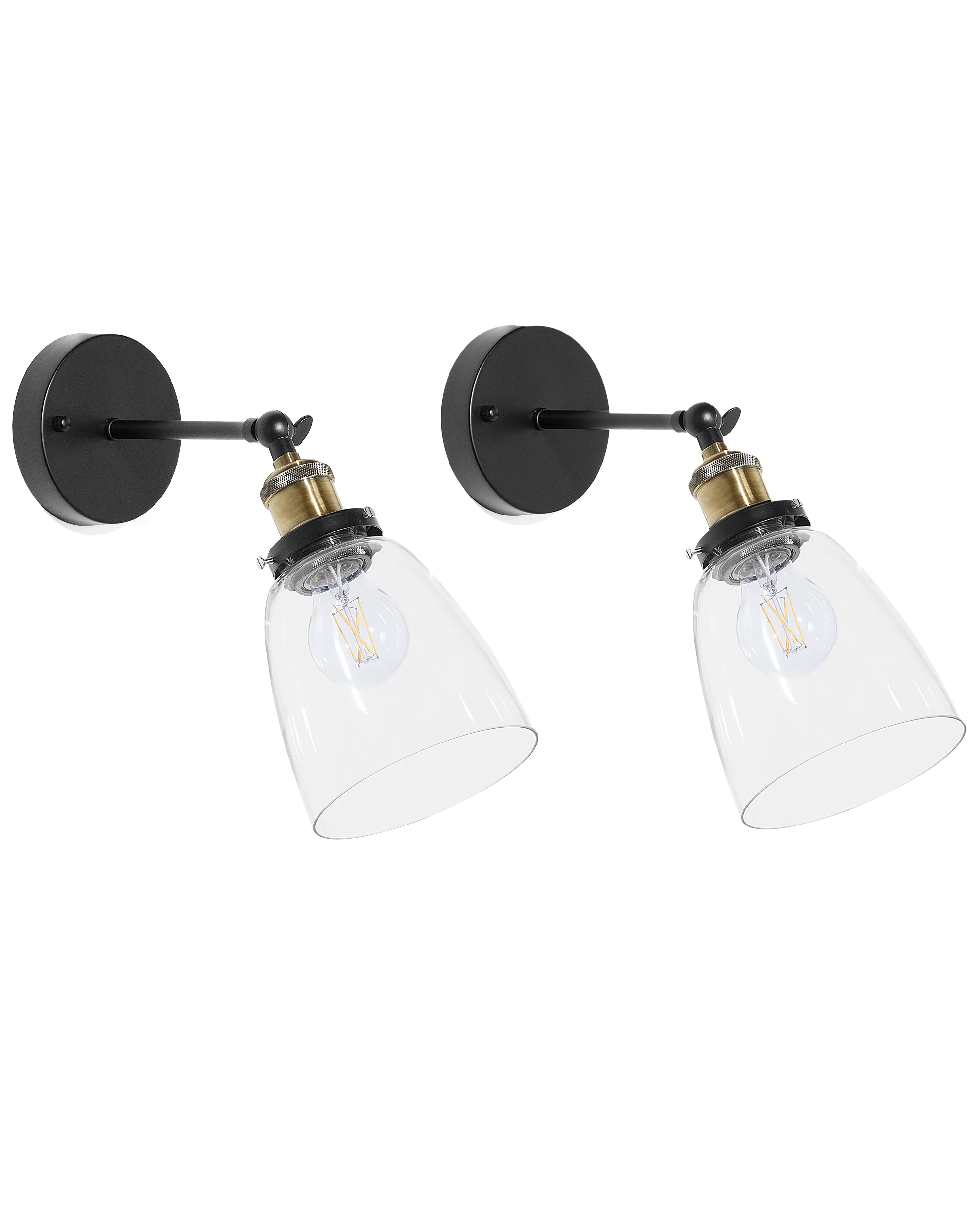 Set of 2 Wall Lamps LOVAT Adjustable Metal Transparent Black